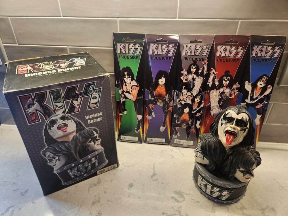 KISS Incense Burner w/ Box & 5 Incenses 2003 Gene Simmons Paul Stanley