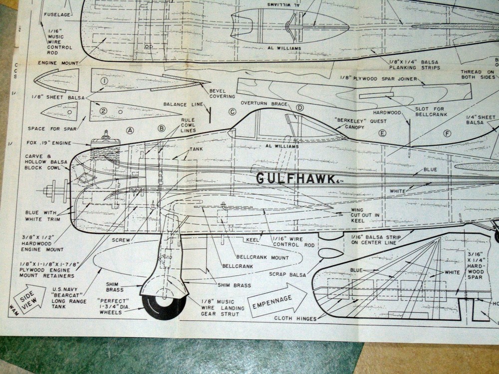Hobby Helpers Model Airplane Plan Set #261, Pixie RC, Swoop CL Combat, Bearcat