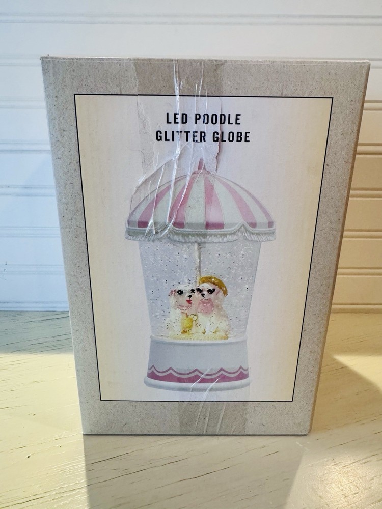 Cracker Barrel LED Poodle Glitter Globe