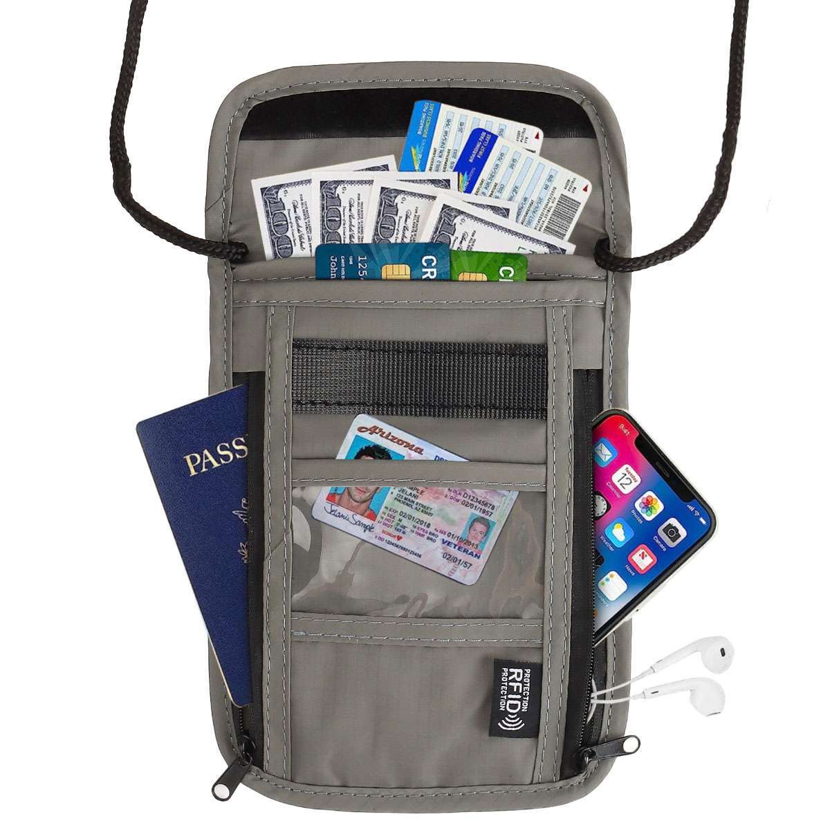 RFID Blocking Passport Holder Travel Wallet Bag Security Neck Pouch Anti-theft