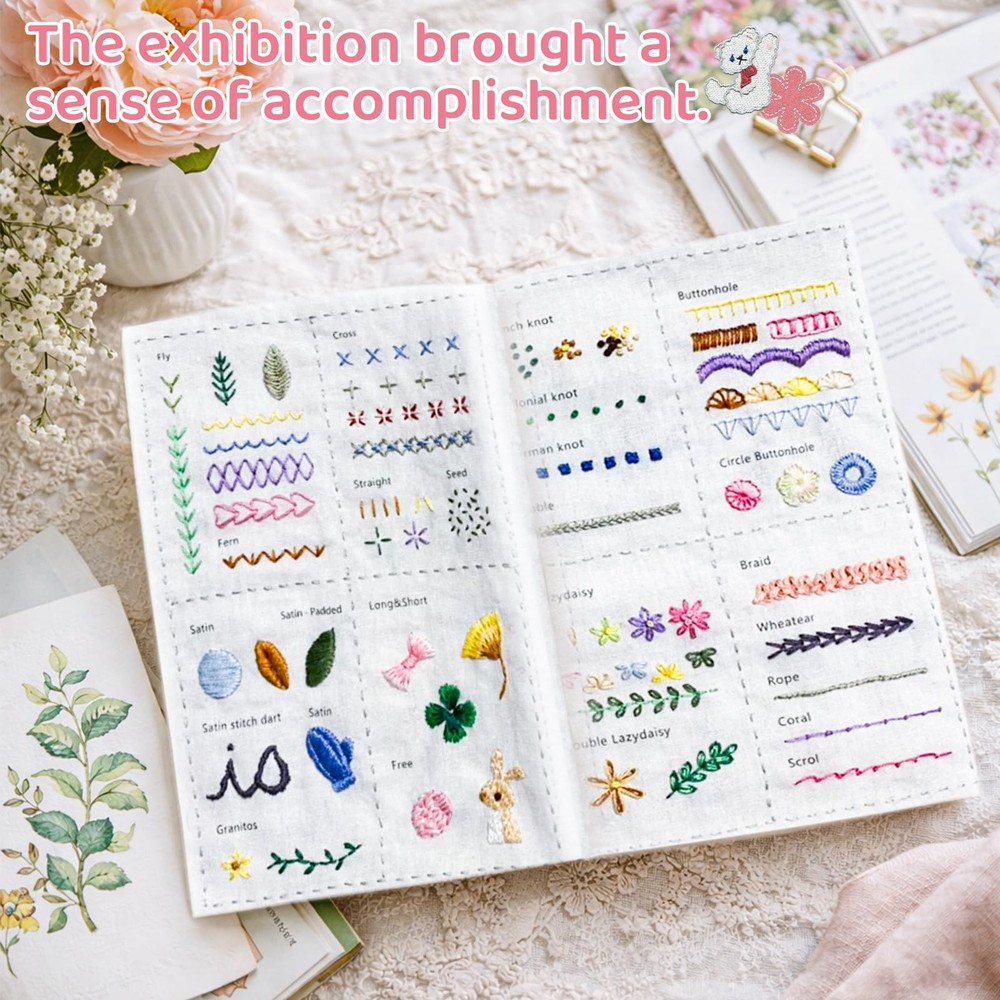 Embroidery Stitch Book Kit, Complete Medium, Multicolor