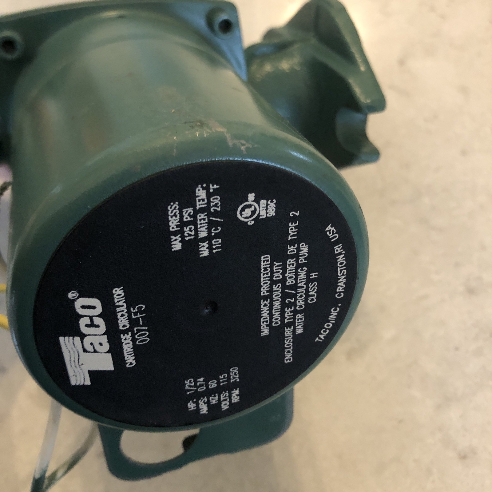 Taco 007-F5 Comfort Solutions 1/25 HP Cast Iron Circulator Pump