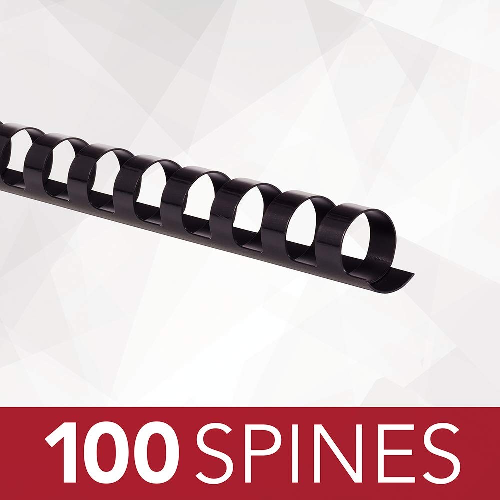 100 Pack Black Combbind Spines 19 Hole Easy Use 85 Sheet Capacity Durable