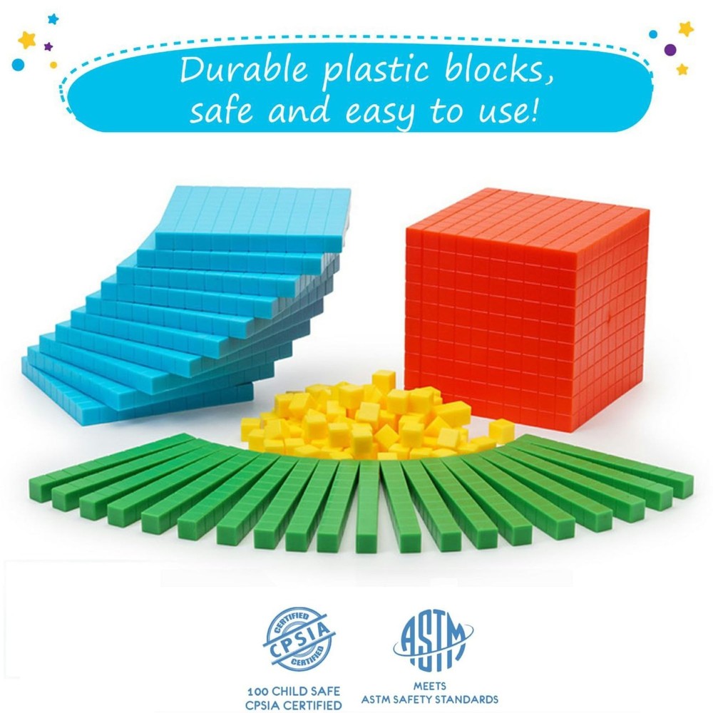 Simply magic 131 PCS Base Ten Blocks for Math - Place Value Small, Assorted
