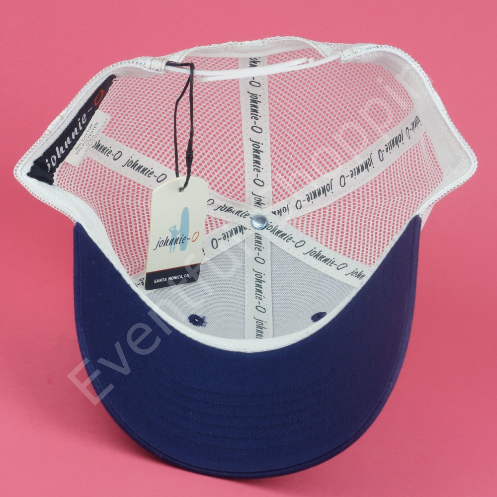 Johnnie-O Mesh Trucker Hat Mens Blue Snapback Patch Logo Wave New