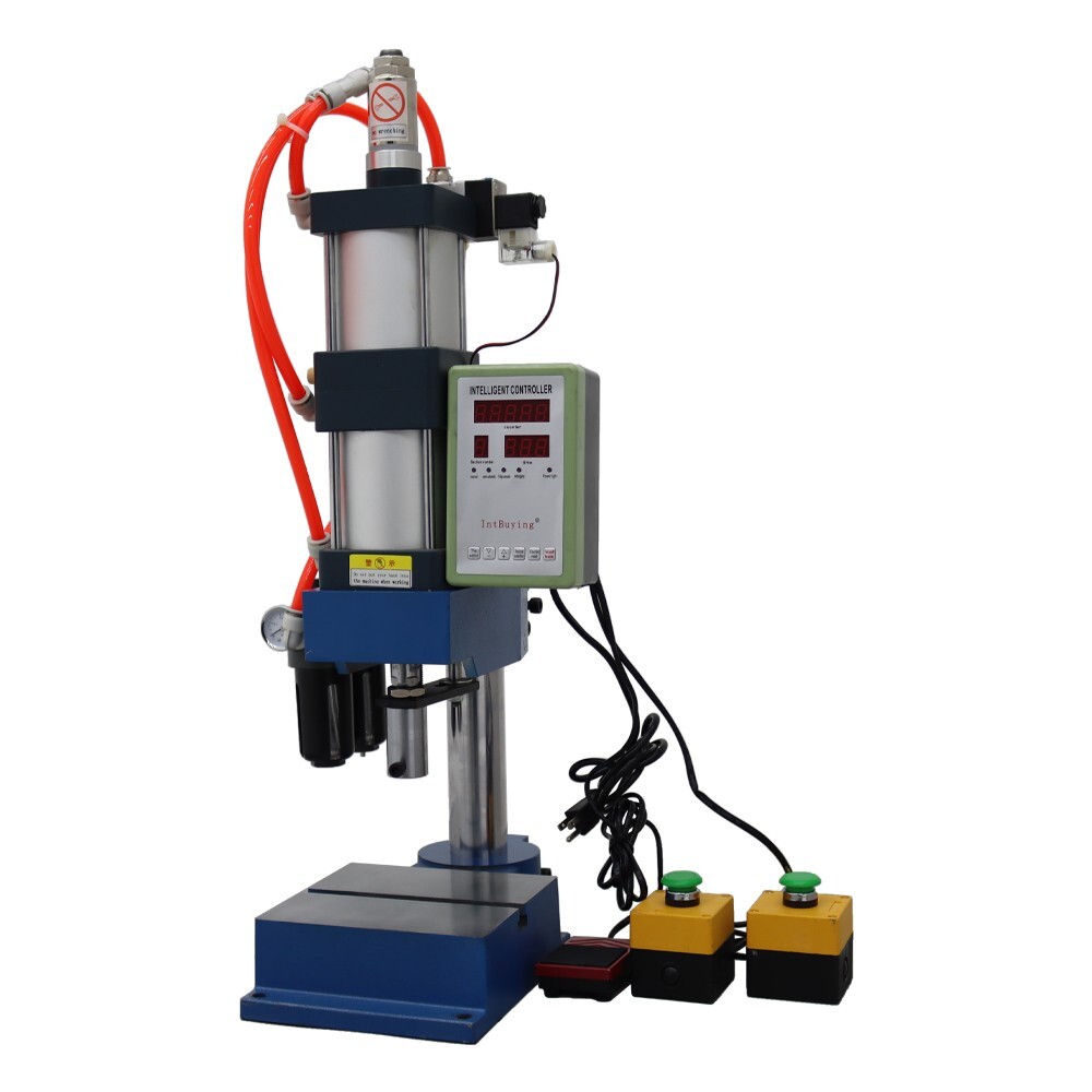 Pneumatic Punch Press Machine 1Ton/2204LB Pressure 2 Button Press Adjuste Stroke