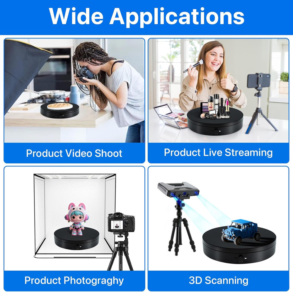 Motorized Rotating Display Stand with Remote, 7.87In Display Turntable, Max 22Lb