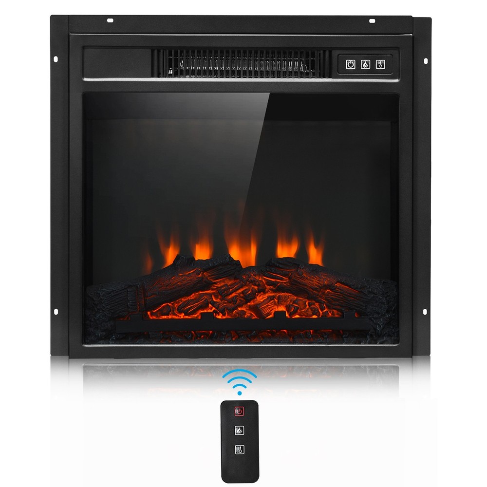 18" Electric Fireplace Inserts & Freestanding Adjustable Heater Log Flame 1400W