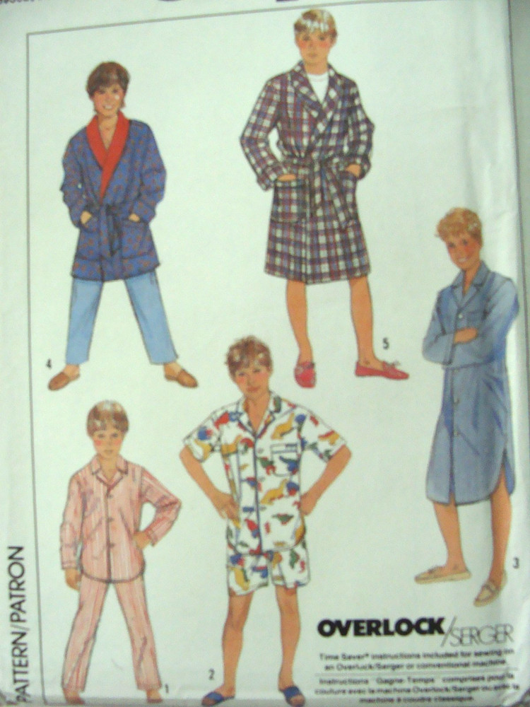 Simplicity Sewing Pattern #8327 Boys Night Short Pajama Robe