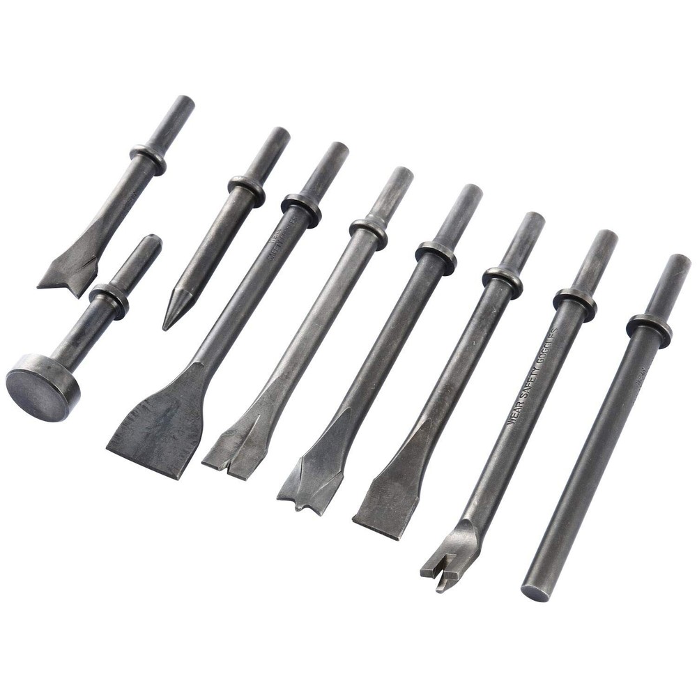 8MILELAKE Pneumatic Chisel Set 9pcs Air Hammer Punch Chipping Bits Tool