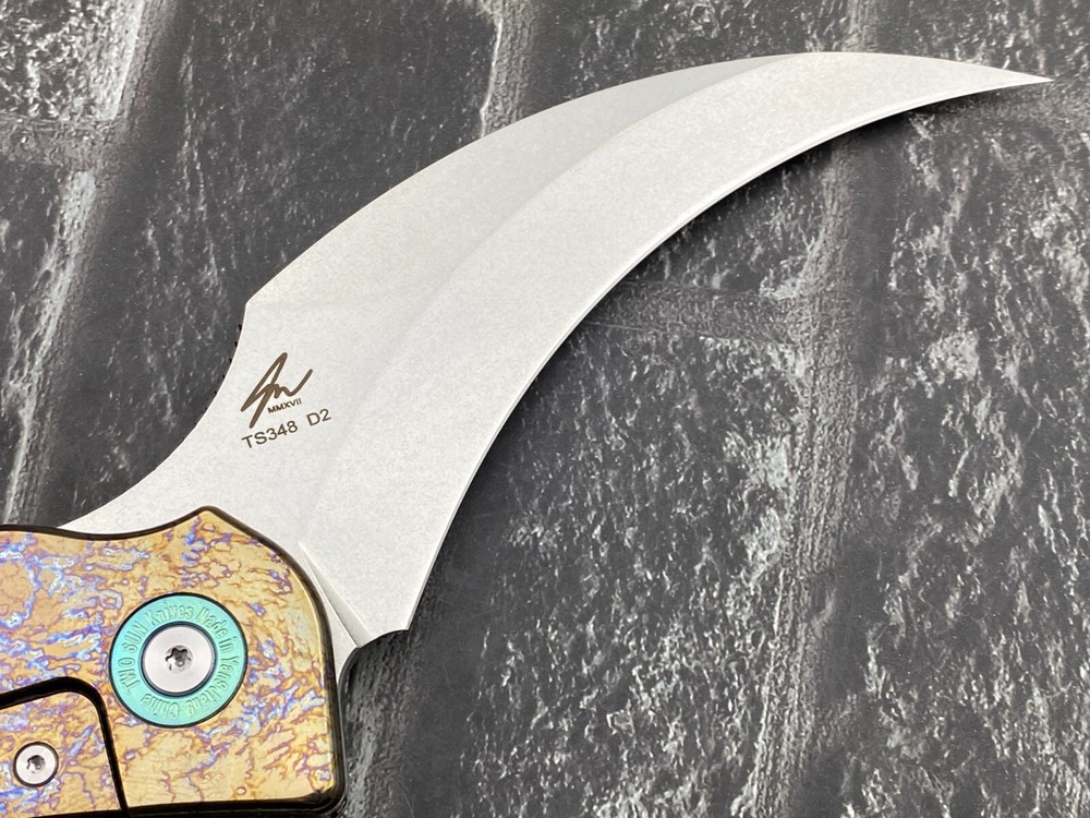 Twosun TS348-D2 Folding Knife D2 Titanium/Linen Micarta Handle Camping EDC Tool