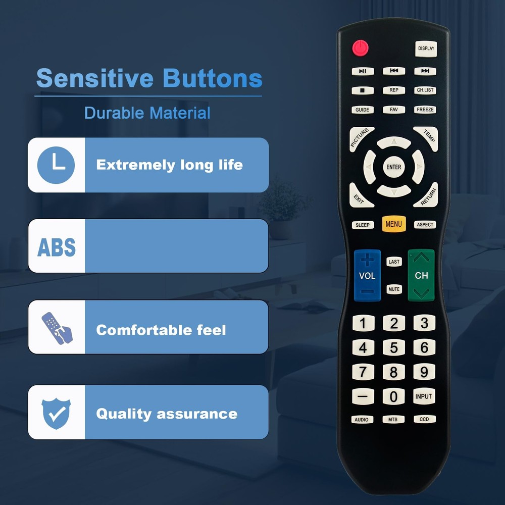 Remote Control Replacement Compatible with ETEC LED TV 32E700 40E700 M, Black