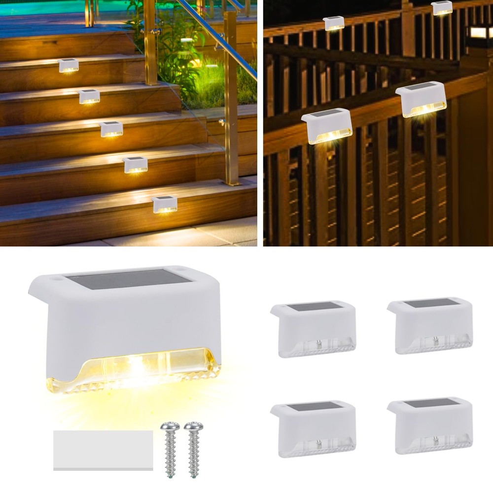 Solar Powered Deck Lights Driveway Walkway Dock Light Step Lamp Decoration