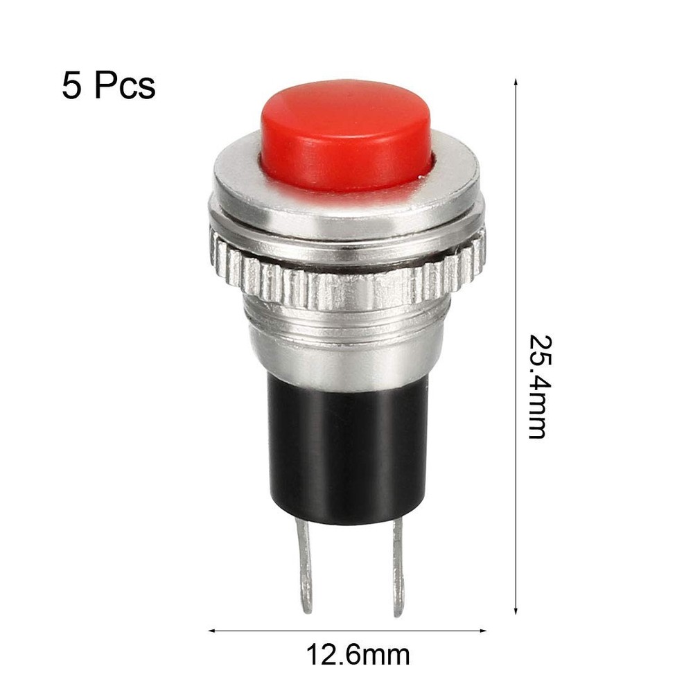 uxcell 10mm Mounting Red Momentary Push Button Switch SPST NO 5pcs-red,