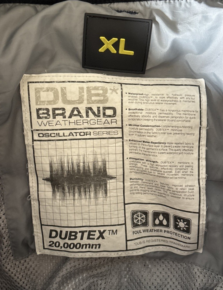 Dub Brand Weather Gear XL Blue Pants Oscillator Series Dubtex 20,000mm