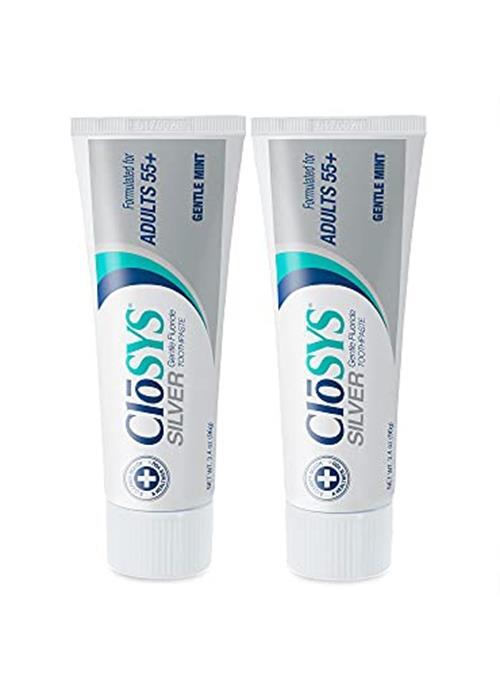 2-Pack CloSYS Silver Fluoride Toothpaste for Adults 55+, 3.4 oz Gentle Mint