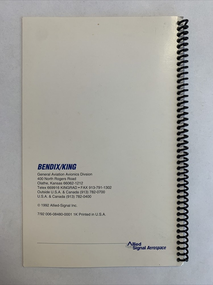 Bendix/King CNI 5000 Integrated Avionics System Pilot's Guide