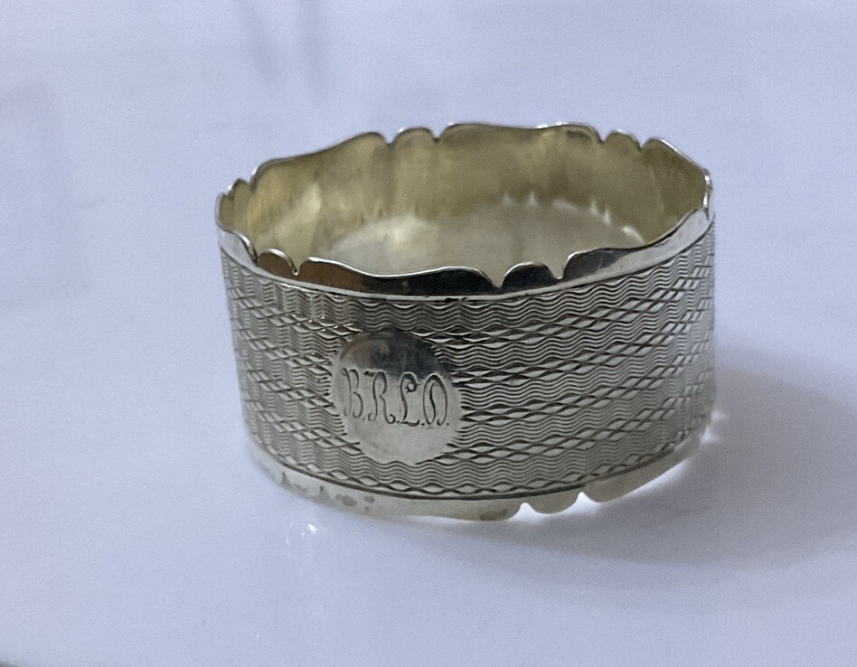 Vintage S&M HM Hallmarked Sterling Silver 925 Napkin Ring Monogram BRLD