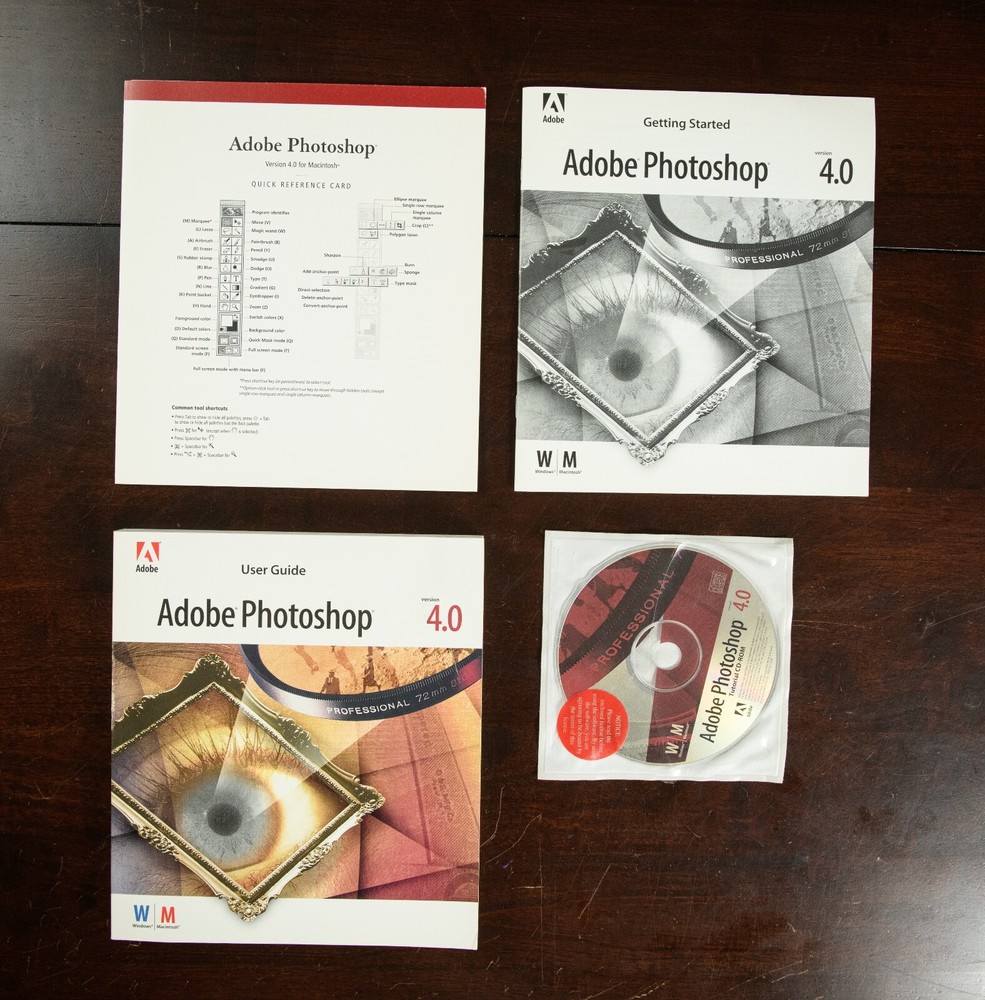 Adobe Photoshop 4.0 User Guide Manual, Tutorial CD, Getting Started Guide, etc.