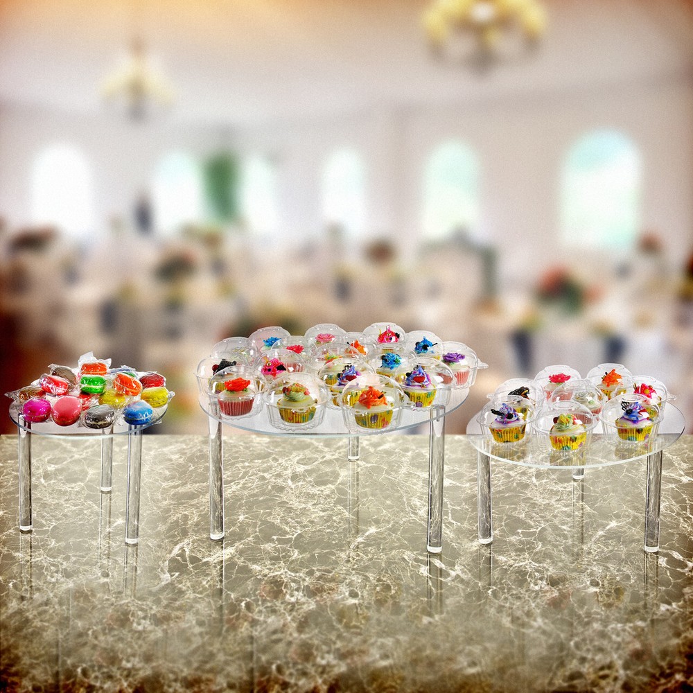 Azar Displays 3-Piece Acrylic Large Round Riser Set