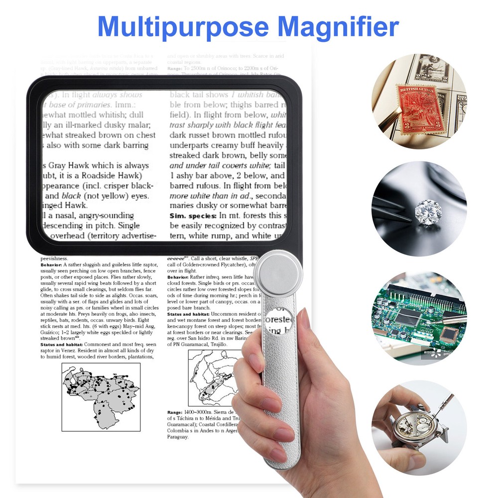 4X Full Page Folding Handheld Rectangular Reading Magnifier for Low Vision