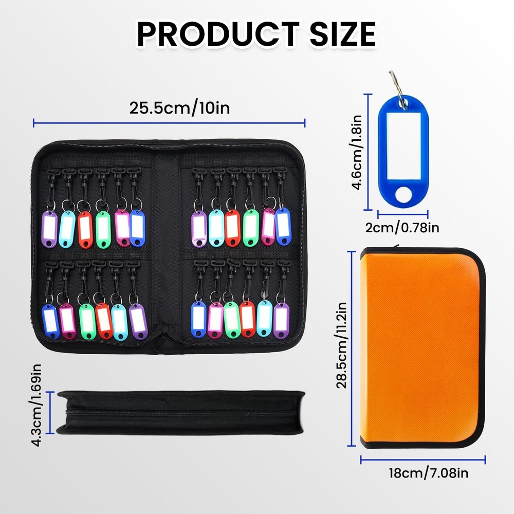 Zippered Key Case, Key Organizer, Fireproof and Waterproof Key Binder with 24...