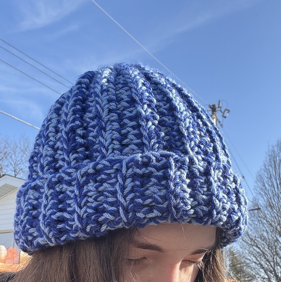 Handmade Crochet Beanie - Royal & Mid Blue