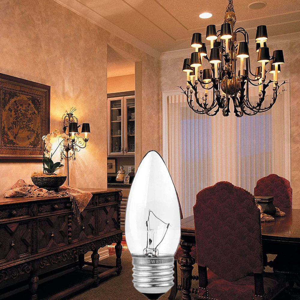 60W Incandescent Torpedo Tip Chandelier - 60W Equivalent Medium E26 Candelabra,