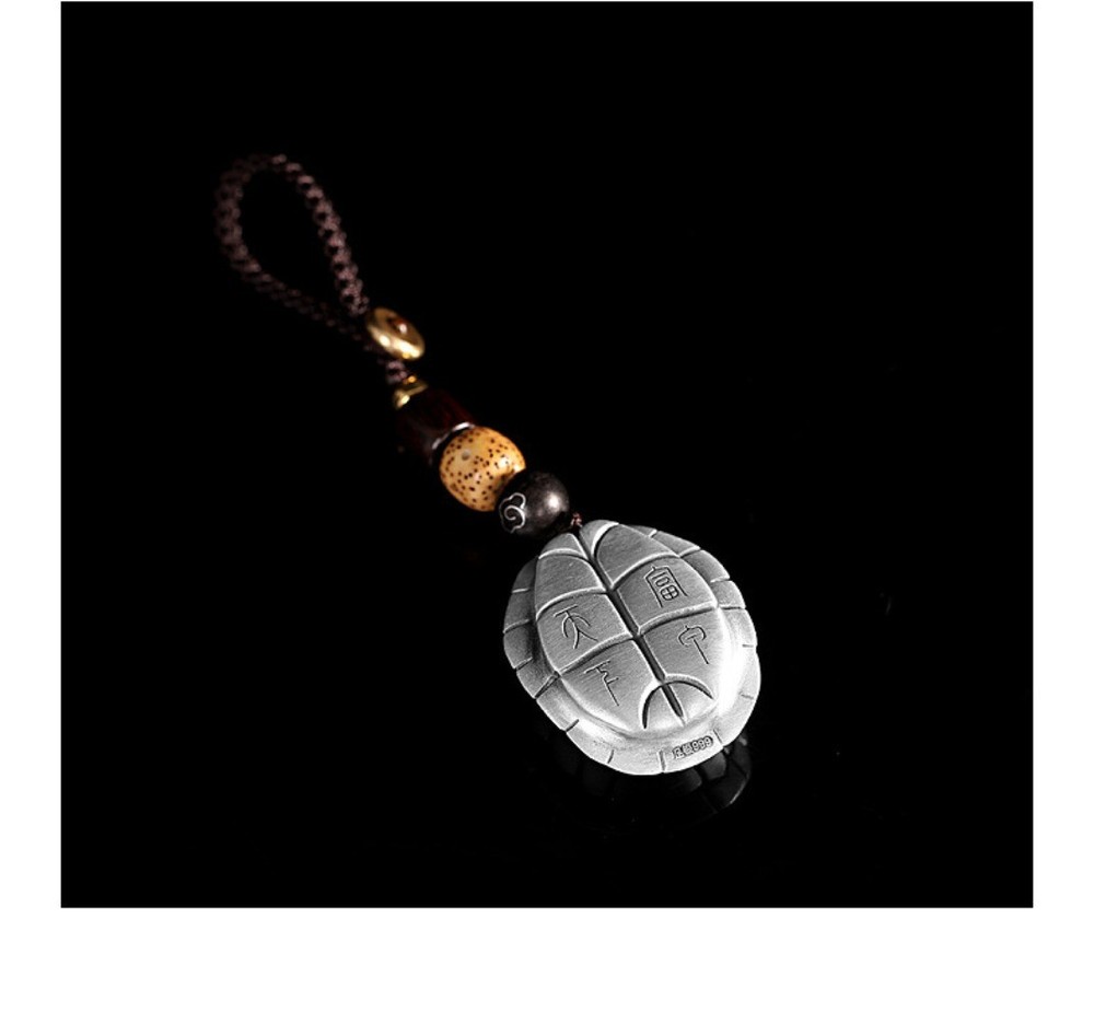 925 Silver Turtle Shell Cloud Pendant Keychain Chinese Style Car Keychain