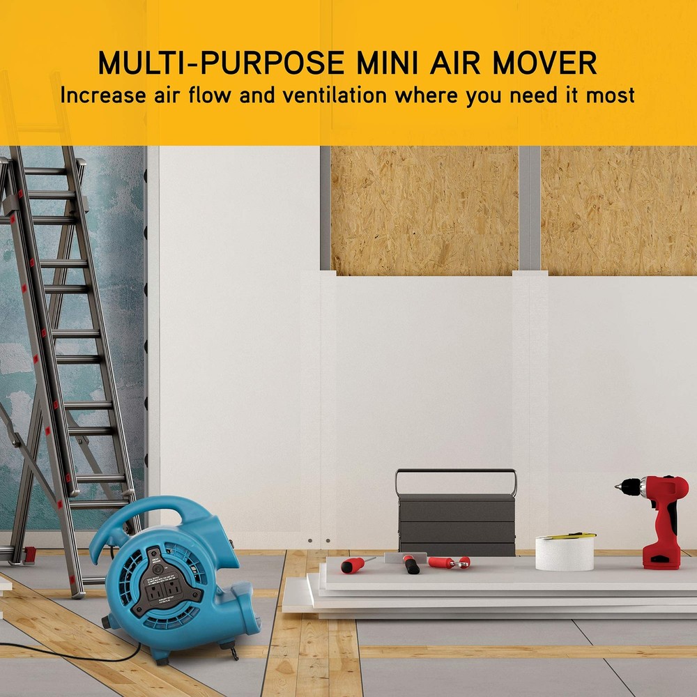 Mini 600 CFM Air Mover, Carpet Dryer, Floor Fan, Stackable Blower for Restora...