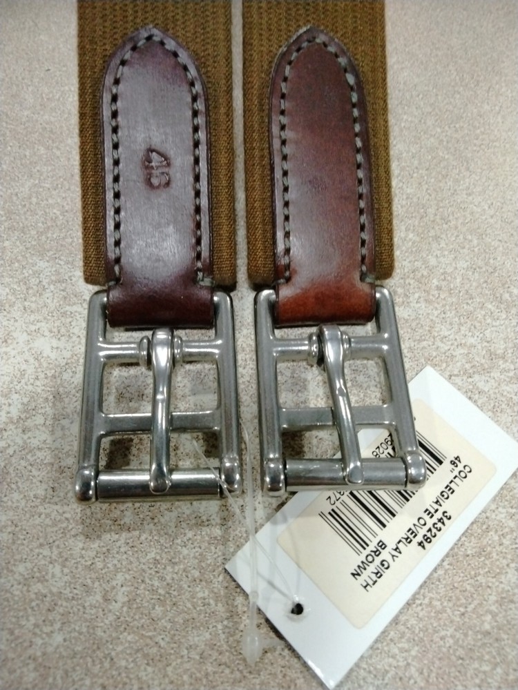 COLLEGIATE Overlay Leather Girth. Brown  46".  New With Tags.