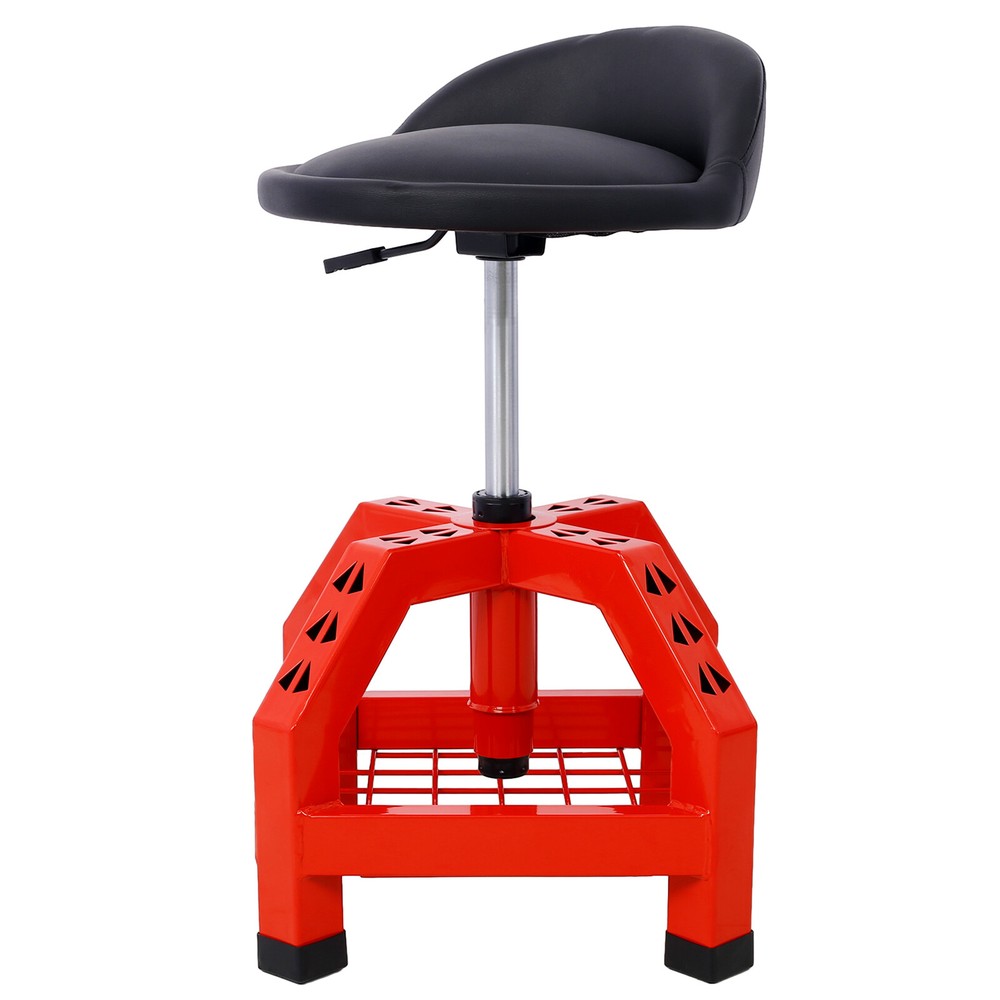 Pneumatic 360 Degree Swivel Stool Mechanics Rolling Creeper Seat w/Tool Storage