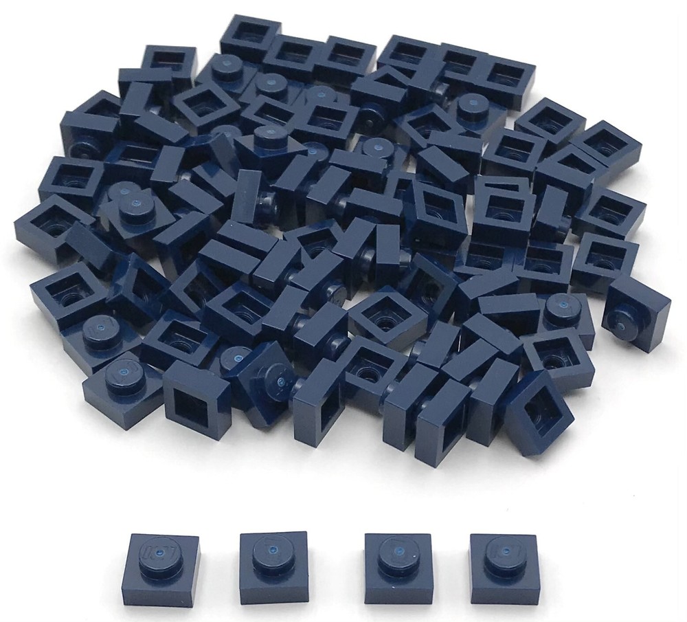 Lego 100 New Dark Blue Plates 1 x 1 Stud Pieces