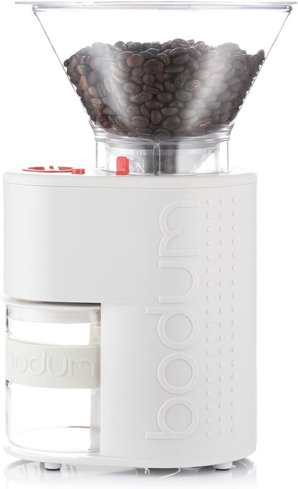 Stainless Steel Burr Coffee Grinder, 12 Settings, White