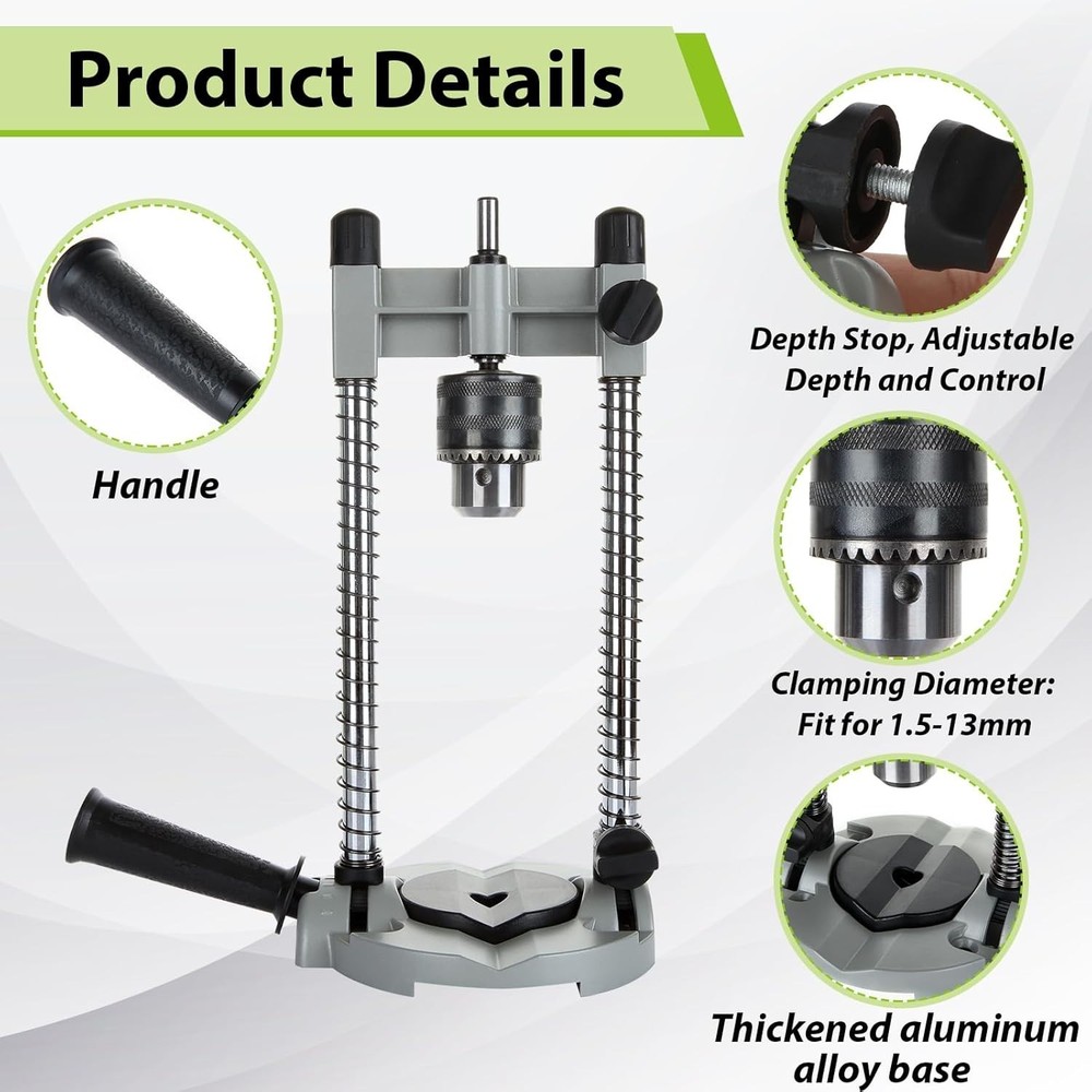 Aluminum Portable Drill Press Stand with Adjustable Multi-Angle Drill Guide