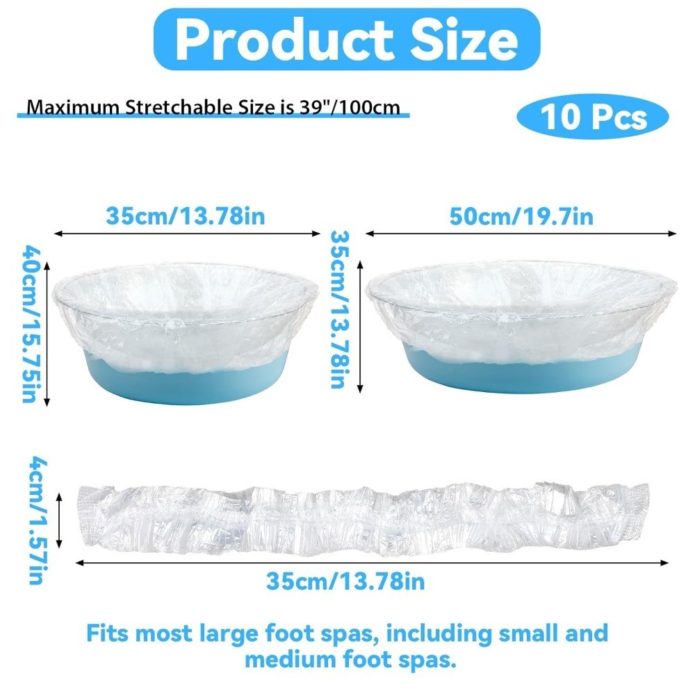 Disposable Pedicure Spa Liners 10 Pack Clear Plastic Foot Bath Basin Covers