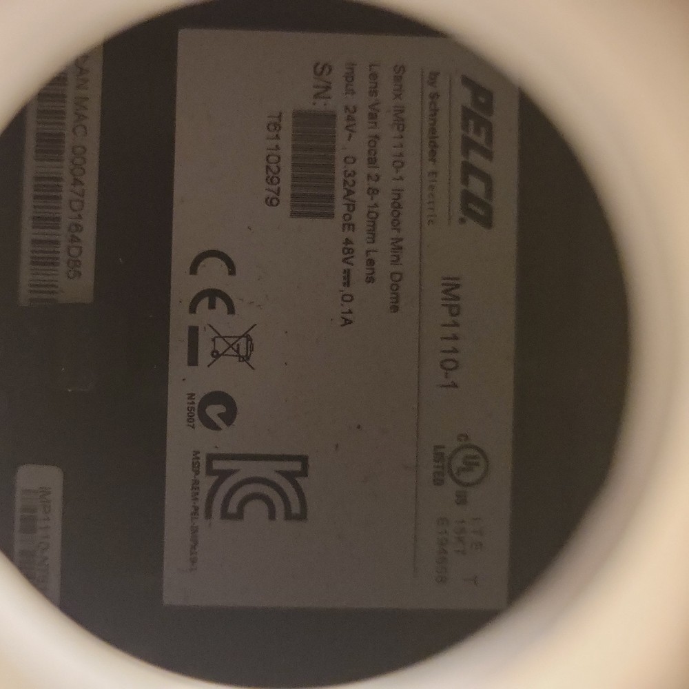 Pelco Sarix IMP Series Environmental Mini Dome Camera IMP1110-1