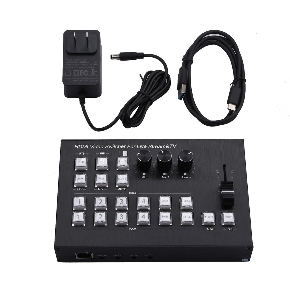 4K 4 HDMI Video Switcher Multi Camera Live Streaming Production Recorder