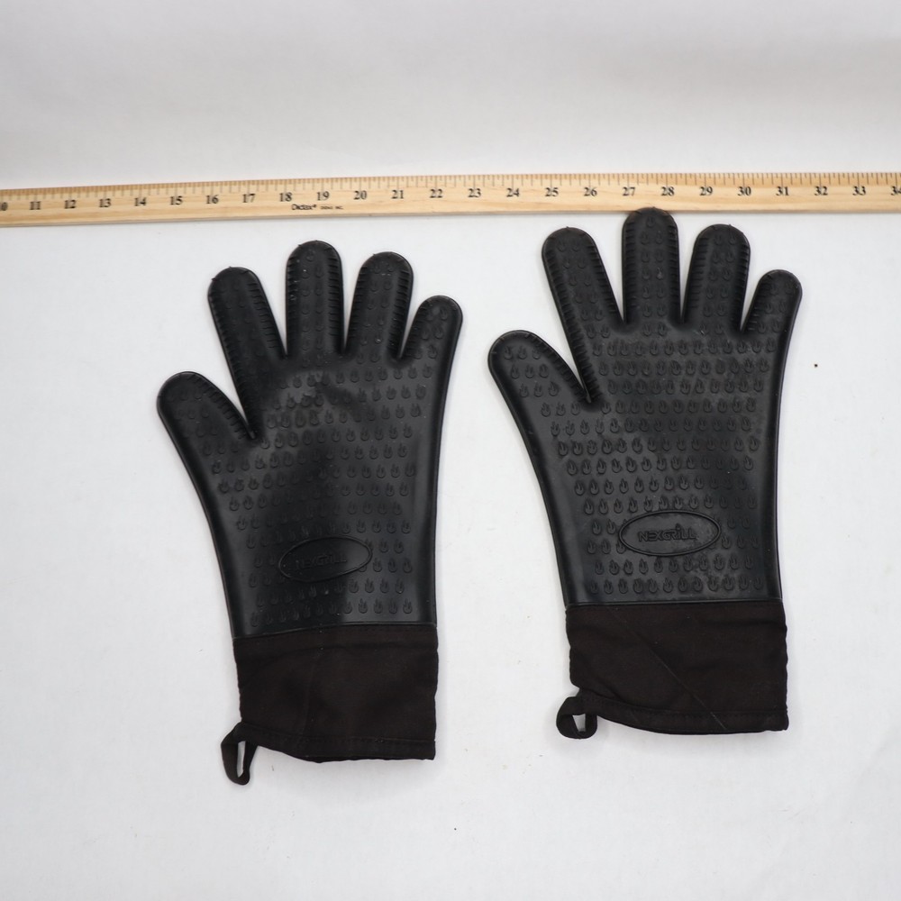 (Pair) Nexgrill Grilling Gloves Black Silicone