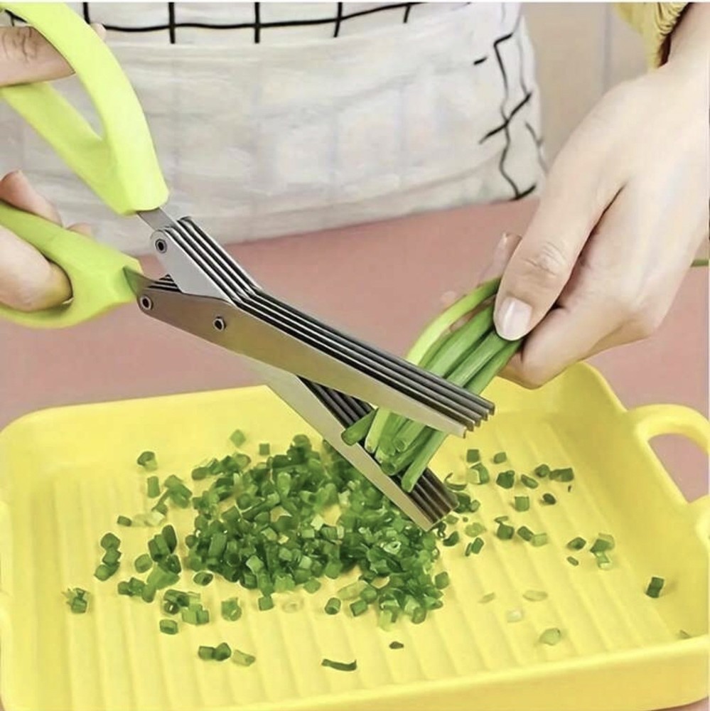 Herb Scissors 5-Blade Stainless Stee Multipurpose Kitchen Shears w/ Comb & Cover