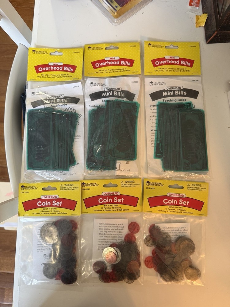 play bills and coin sets