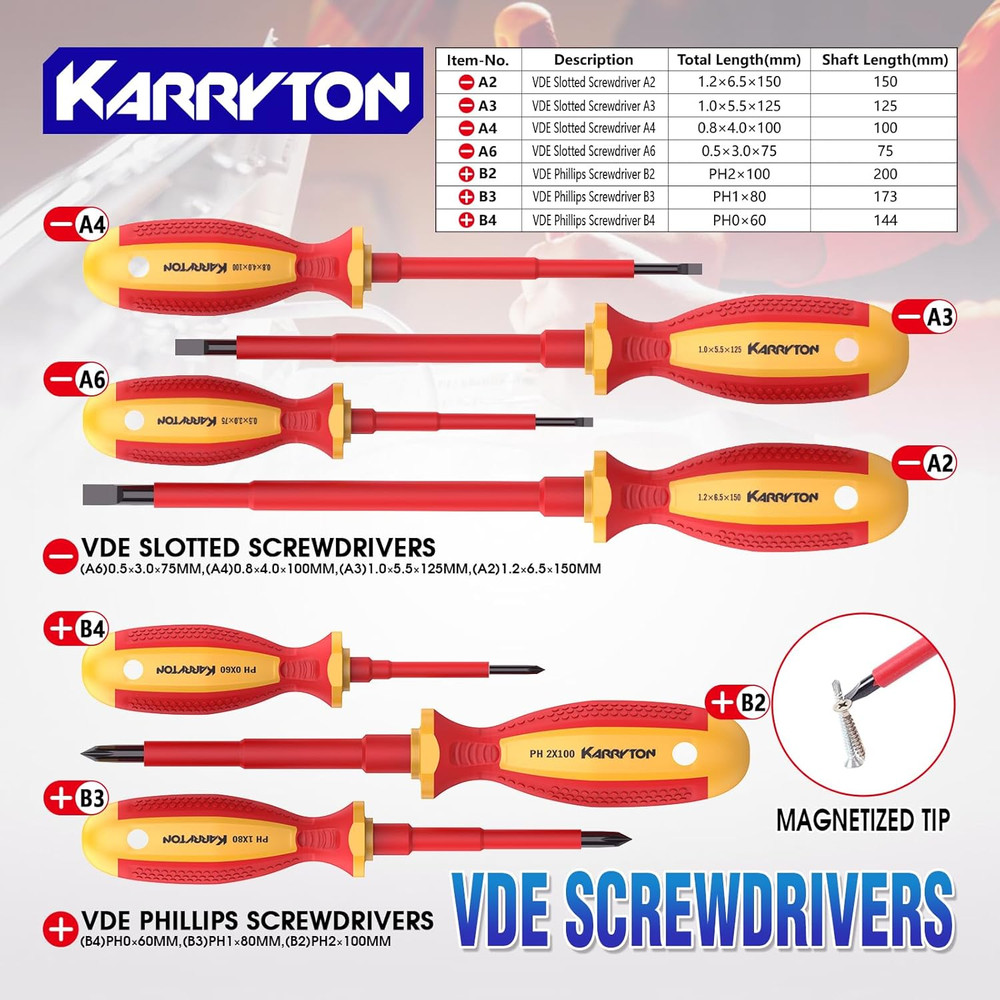 14PC 1000V Insulated Electrician Tool Set,Vde Certified Electrical Tools Kit wit