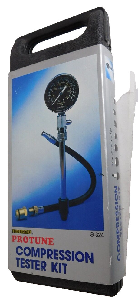 Engine Compression Tester Gauge Tool Kit 50-300 PSI G324 Trisco Protune NOS