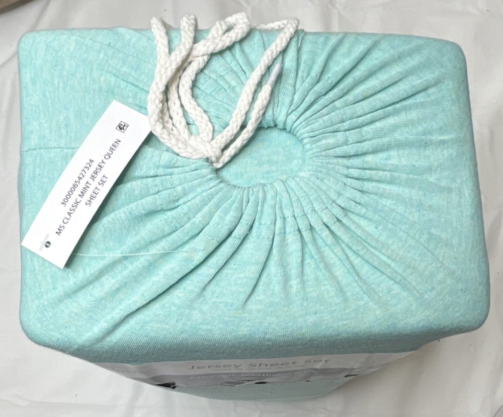 Mainstays Queen Jersey Sheet Set Mint Heather Breathable Shrink Resistant