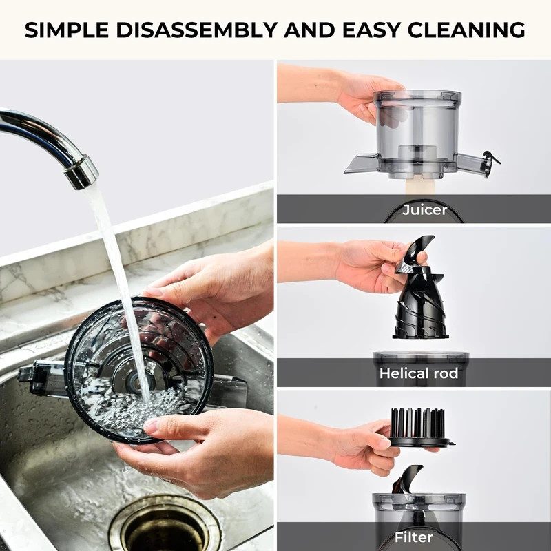 Cold Press Juicer 300W 5.3 inch Large Feed Chute 1.5L Capacity Beige