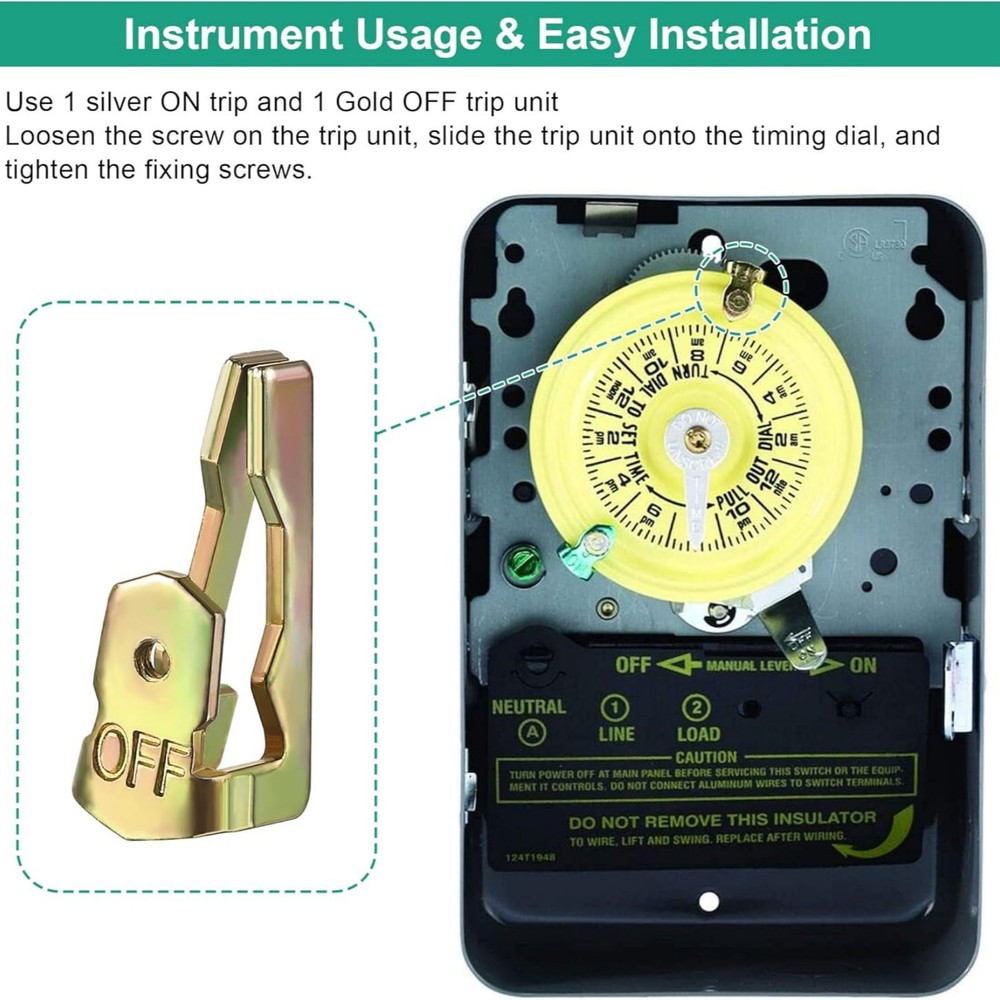 For Intermatic T101 and T101M Timer Tripper 156T1978A with Mounting Hardware