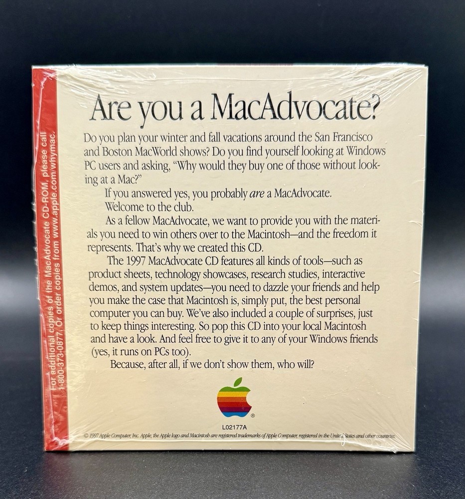 Sealed Vintage 1997 The Apple MacAdvocate CD-ROM Computer Mac Macintosh