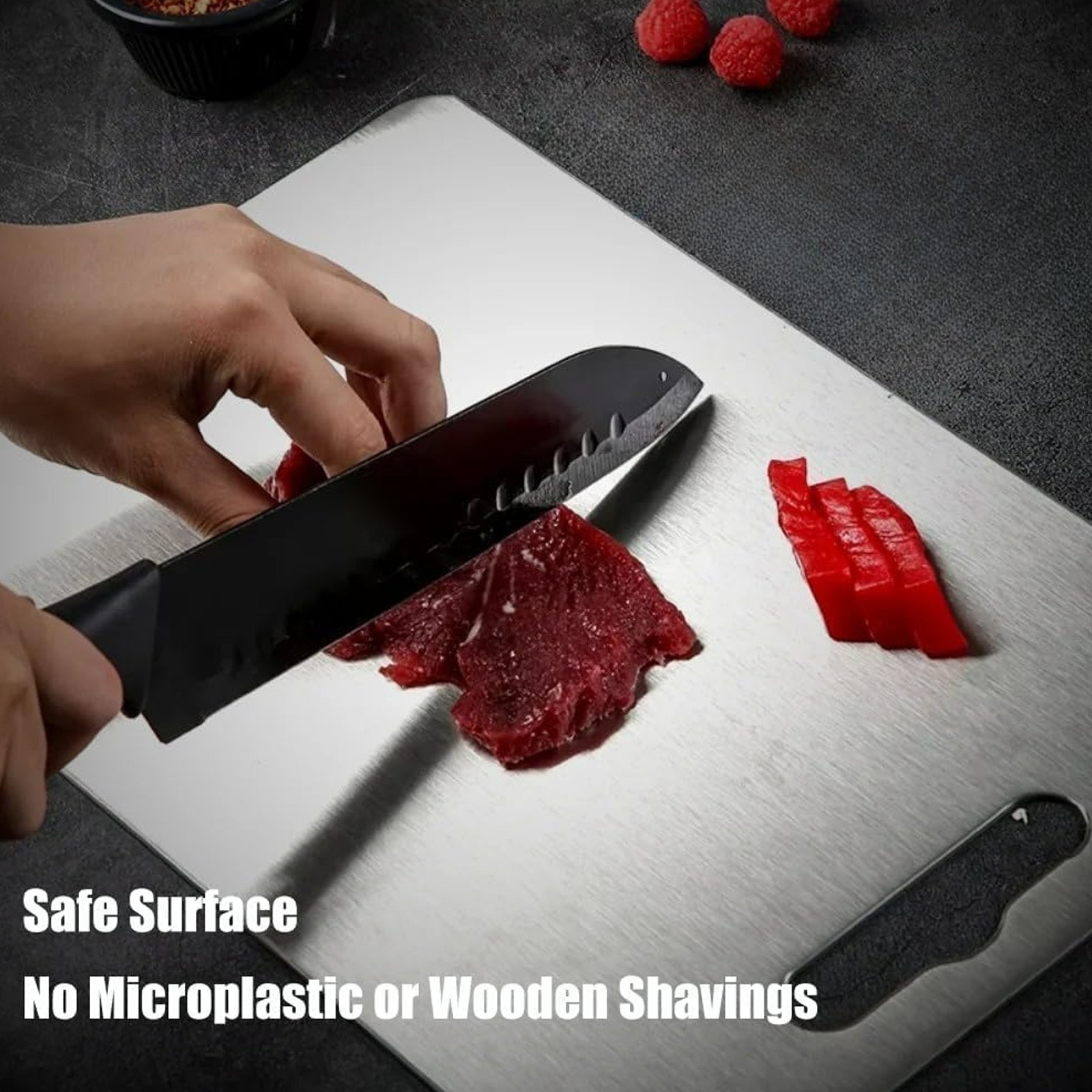 304 Stainless Steel Cutting Board Double-Sided Cutting Boards Kitchen Camping US