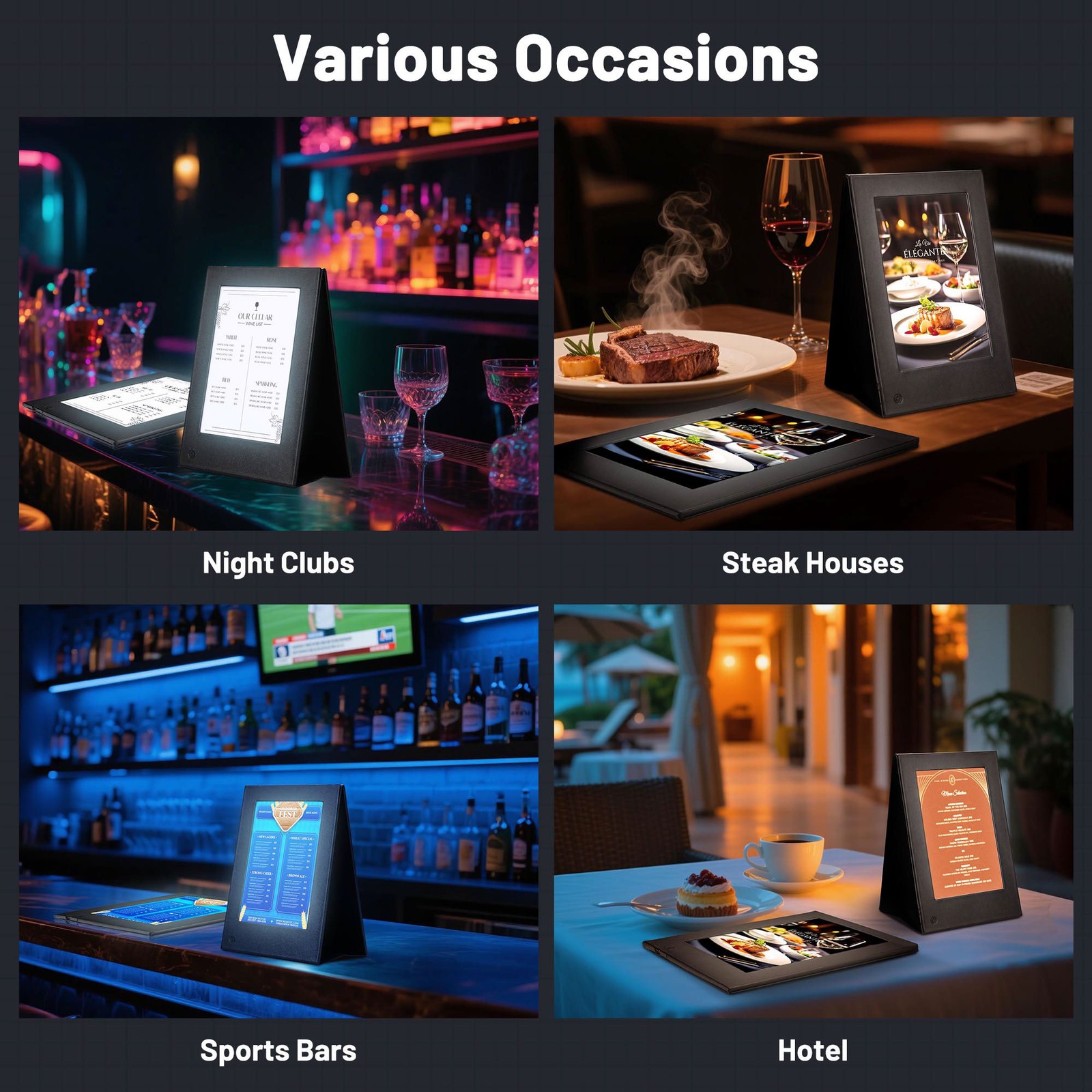 WeChef Set of 2 LED Backlit Menu Holder Cover Table Tent Fits A5 Size & 8"x11"