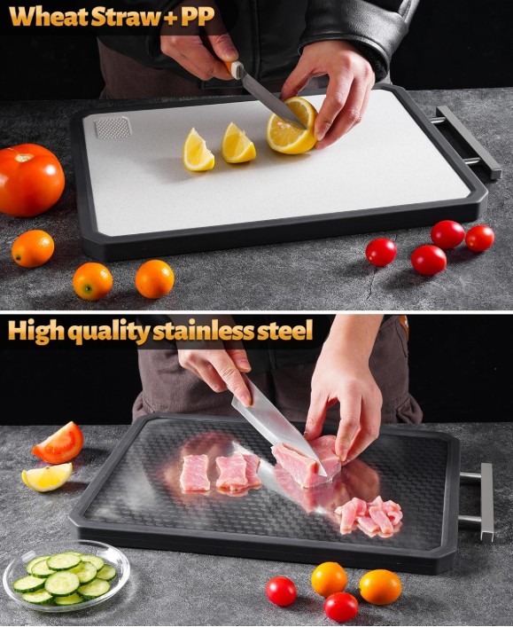 Titanium Cutting Board Double-Sided Titanium Cutting Boards for Kitchen Camping